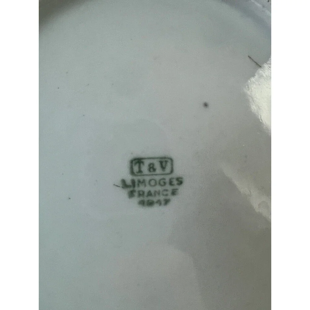Vintage Limoges China Lemon Server Dish Candy Dish w Gold Handle Signed 5.75
